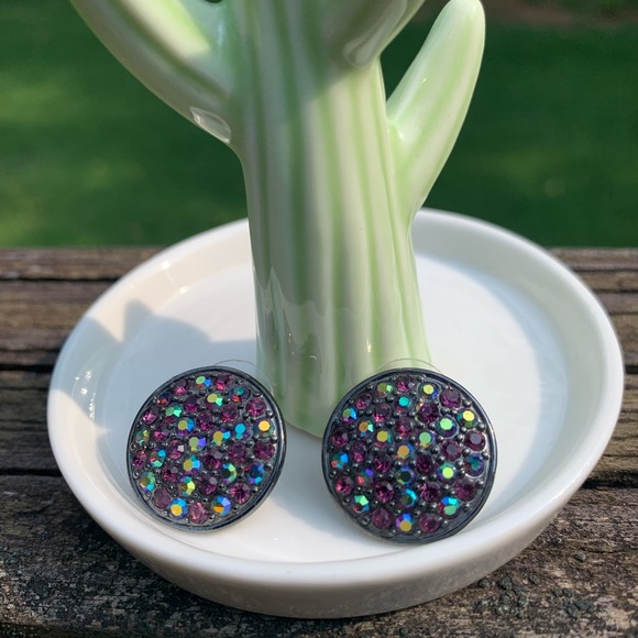 Rhinestone Circle Disc Studs/Posts - Picture 3 of 7